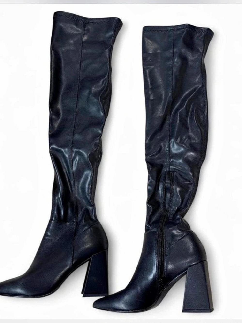 Steve Madden Over-the-Knee Block Heel Boots Black US 7